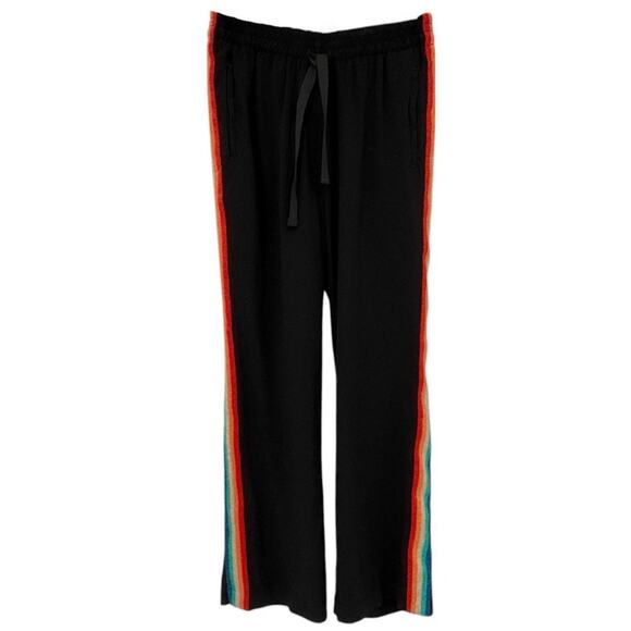Zadig & Voltaire Black Poeme Rainbow Stripe Straight Leg Track Pants 34 XS - Picture 4 of 12